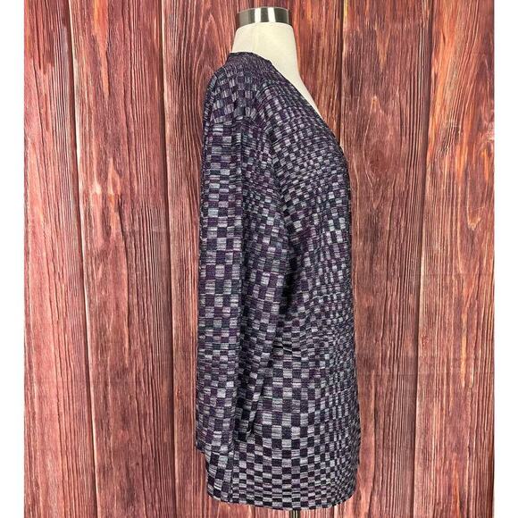 Easywear by Chicos Open Cardigan Size 3 (XL) Checkered Print Purple - Picture 3 of 7